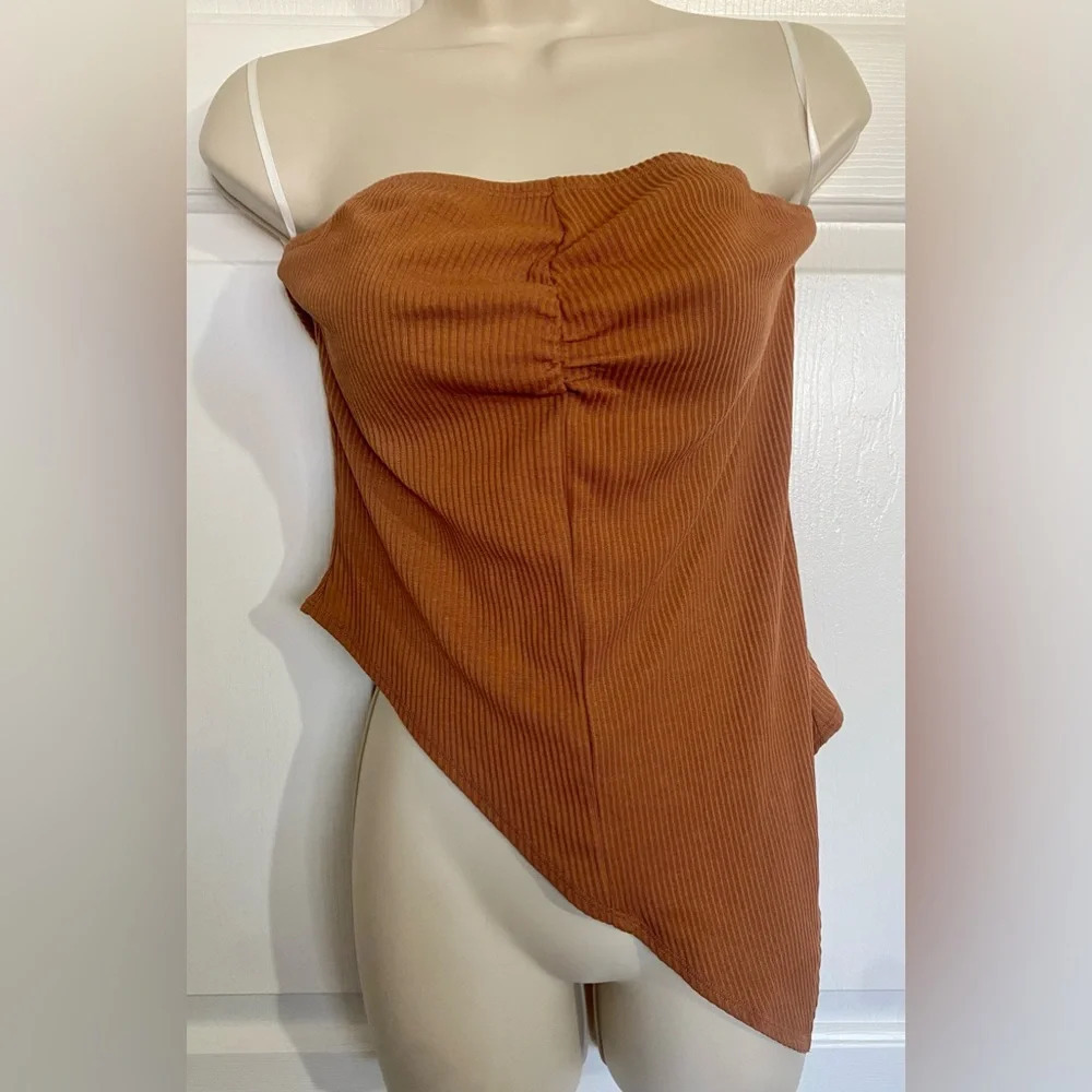 SHEIN Asymmetrical Tube Top in Rust